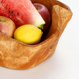Ensemble de bols décoratifs en cèdre écologique personnalisés pour salades, fruits et légumes, design oriental, vaisselle en bois sculpté Guansen, vente en gros - Product Image 3