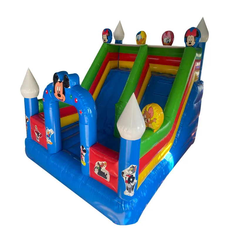Animated theme wet and dry trampoline slide combination inflatable bounce moonwalk jumping castle for children and adults