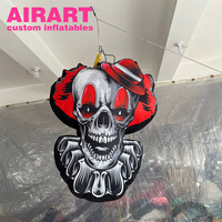 Crâne de Clown Maléfique Gonflable Géant Personnalisé à Suspendre – Modèle de Squelette Effrayant pour Décoration de Fête d'Halloween, Bar ou Scène