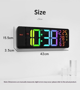Orologio da Parete LED Huayang 6669RGB con Cambio Colore, Grande Display, Temperatura, Umidità, Timer, Telecomando, Doppio Allarme, Decorazione per la Casa - Product Image 6