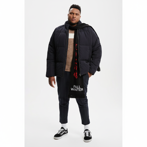 แจ็กเก็ตขนเป็ดบุนวมแบบกลับด้านได้ทำจากผ้าขนสัตว์มีฮู้ดปกซิปปิดแบบปักกันน้ำได้ทุกขนาด - Product Image 1