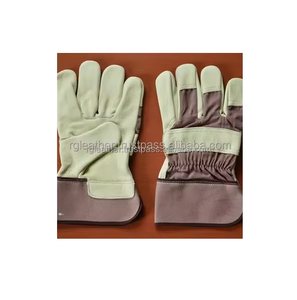 Gants de sécurité en cuir de vachette beige, enduits de caoutchouc nitrile, résistants à la chaleur, résistants aux chocs, industriels durables - Product Image 2