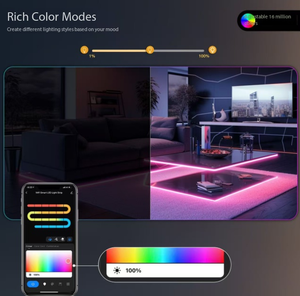 Bande lumineuse LED néon WiFi Graffitismart pour la maison, réglage des couleurs par application, 16 millions de couleurs RGB, lumières en forme de corde - Product Image 2