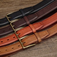 Ceintures d'affaires pour hommes en cuir véritable pleine fleur de vachette tanné végétal, style rétro, personnalisées en usine, avec boucle ardillon – Fournisseur vérifié