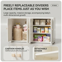 Armoire de rangement pour enfants en plastique, multifonctionnelle, avec compartiments amovibles, armoire pour bébé avec poignées de dessin animé pour vêtements et jouets