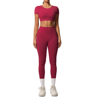 Ensemble de yoga 2 pièces personnalisé pour femme, tenue de sport respirante à séchage rapide pour la gym et le fitness, motif uni