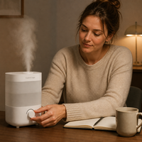 Humidificateur ultrasonique en plastique 2L, diffuseur d'arômes silencieux à nano-brume 2000ml avec protection contre la marche à sec pour usage domestique