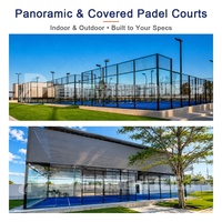 Terrain de padel Inolp pour zone à fort vent 20 x 10 m, structure galvanisée renforcée, verre trempé