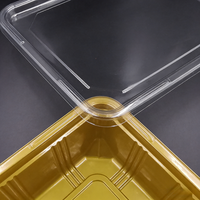 Boîte d'emballage en blister PET avec base dorée et couvercle transparent, plateau en plastique jetable pour l'emballage de biscuits, bonbons, en-cas, chocolat