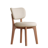 Chaise de salle à manger Lumio en bois massif de style nordique italien, dossier crème, luxe moderne, garantie 2 ans pour la maison