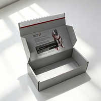 Boîte d'expédition en carton ondulé avec logo personnalisé, matériaux recyclés, bande adhésive à fermeture éclair, bande adhésive à déchirure pour le commerce et l'envoi postal