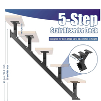 Marche d'escalier en métal JH-Mech à 5 marches pour terrasse, hauteur 32,8 po, noire, robuste, avec trous pré-percés, en acier