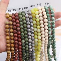 SB7203 Cuentas Sueltas de 8mm de Piedra Semipreciosa Natural Jaspe Telaraña Kiwi y Jade Amarillo para Elaboración de Joyería