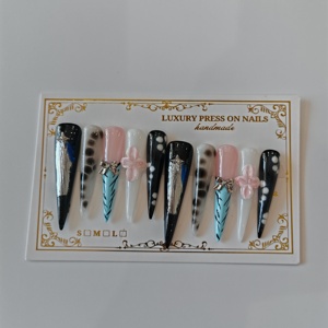 เล็บ<span class=keywords><strong>ปลอม</strong></span>คริสตัลหนาเจลนิ่มขนาด US เล็บ<span class=keywords><strong>ปลอม</strong></span>ทำด้วยมือหรูหราพลอยเทียม10ชิ้น - Product Image 4