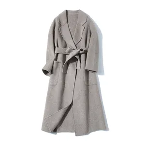 2021 Customized Ladies Woolen Overcoat Winter Wool Long Trench Coat for Women