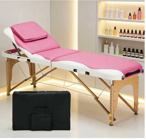 Foldable Massage Table Adjustable Backrest Wooden Frame <b>Portable</b> Therapy <b>Bed</b> for Salon Hotel Clinic - Product Image 4