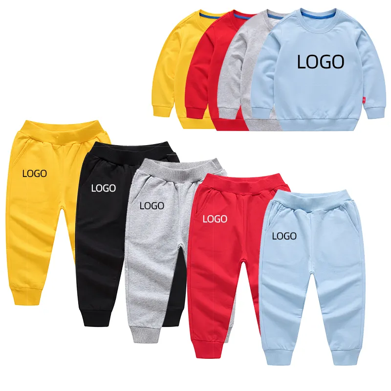 kids tracksuit set custom logo wholesale fall clothing 2021 boys girls sweat suit custom kids joggers set