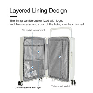 2024 מכירות חמות pc חזית פתוחה 20 אינץ 'לשאת על מטען מטען כללי תא מטען גדול ידית תא מטען עם יציאת USB - Product Image 3