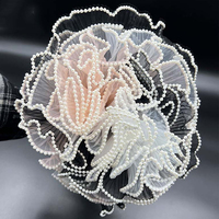 Perles froissé plissé vague maille coréen fleur papier d'emballage plissage Net ondulé Tulle matériel tissu fleur Bouquet décoration