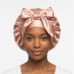 Gorro de Dormir de Satén de Doble Capa de Lujo, Sin Presión, con Lazos Extra Largos, Elegante Lazo para el Cabello Rizado - Product Image 2