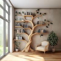Étagère à livres en bois massif - Bibliothèque au design moderne en forme de branche, rangement créatif pour le salon et la décoration de bureau