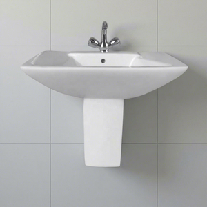 Lavabo mural indien de haute qualité en forme de fleur, semi-piedestal, pour salle de bain - Product Image 3
