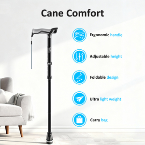 Canne de marche ergonomique en alliage d'aluminium réglable, légère et durable, avec lampe de poche intégrée, antidérapante – Nouveauté HealthBazaar en promotion - Product Image 2