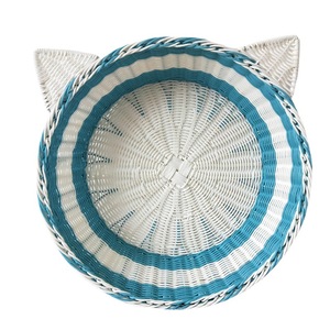 Lit rond pour animaux de compagnie Bobai, rose et blanc, tissé, respirant, pour petits chiens et chats, panier en rotin, meuble - Product Image 3