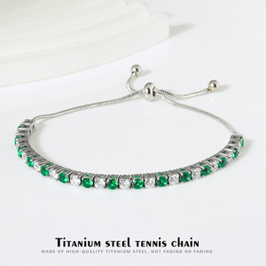 3mm Tennis <b>Bracelet</b> with <b>Red</b> CZ Stones | Adjustable 18K PVD Gold Plated Stainless Steel Mesh Chain | Waterproof & Hypoallergenic - Product Image 3