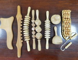 9 em 1 Wood Therapy Kit Massager de madeira Rolo Gua Sha <span class=keywords><strong>Roller</strong></span> para Muscle Pain Relief Body Sculpting Ferramentas - Product Image 3