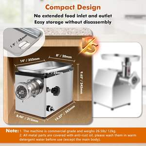 Hachoir à viande électrique commercial <span class=keywords><strong>Anatole</strong></span>, 1,3 CV, 950 W, robuste, en acier inoxydable, avec 4 plaques de broyage, 2 - Product Image 5