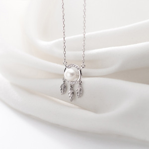 สร้อยคอเงินแท้ S925 สไตล์เกาหลี ประดับมุก ดีไซน์สวยหวาน รุ่น D6578 - Product Image 4