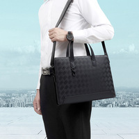 Sac à main d'affaires élégant en cuir véritable pour homme, étanche, en cuir de vachette pleine fleur, mallette de mode au design épuré et raffiné