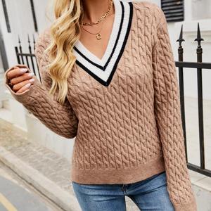 Spring Casual College Style Slim Cardigan for <strong>Women</strong> V Neck Knitted Long Sleeve Sweater - Product Image 3