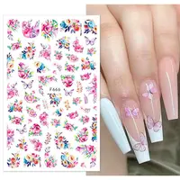 SHIZHIXIU Flower Blue Pink Design custom nail art stickers Leaf Blooming Floral sticker nails art 3d Nail Foil Accessories