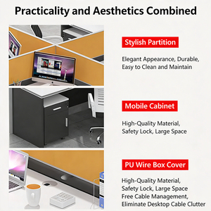 Escritorio para Computadora con Separador para Oficina en Casa o Edificio de Oficinas, Muebles de Oficina Modernos, Duraderos y Ecológicos, Fácil de Ensamblar - Product Image 4