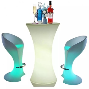 Ucuz bar masası ve sandalye setleri/LED ışık up bar kokteyl masaları lumineuse mariage modern parlayan gece kulübü parti mobilya