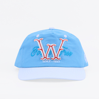 Casquette de baseball sportive non structurée à 5 panneaux, bicolore bleue, avec logo brodé personnalisé, de haute qualité, pour équipe, vente en gros