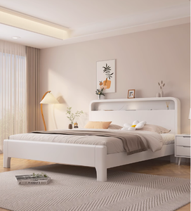 เตียงติดผนังไม้แอชสีขาวสไตล์โมเดิร์นกลางศตวรรษ เฟอร์นิเจอร์ห้องนอน - Product Image 1