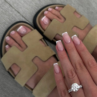 Juego de Uñas Postizas Hechas a Mano con Cobertura Completa, Acrílicas, Forma de Ataúd, Reutilizables, OEM ODM, Venta al por Mayor, 20 Piezas/Caja