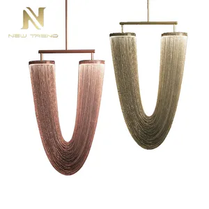 新产品室内装饰照明u型玫瑰金金属现代led吊灯