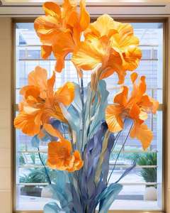 <span class=keywords><strong>L</strong></span>-068Giant <span class=keywords><strong>fleur</strong></span> <span class=keywords><strong>Iris</strong></span> support grand grand fleurs artificielles faites à la main décoration de fête de mariage - Product Image 3