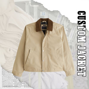 جاكيت رياضي كاجوال للخريف، تصميم مخصص بشعار مطبوع، جودة عالية، ملابس خارجية رجالية، جاكيتات من قماش الكوردوري بألوان متباينة - Product Image 1