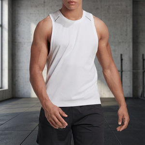 Débardeurs de sport gaufrés 100 % polyester respirants et écologiques pour hommes, sans manches, pour la musculation – Prix abordable, haute qualité - Product Image 2