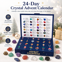Calendrier de l'Avent en Cristal pour Enfants, 24 Jours, Boîte Mystère de Pierres Brutes, Coffret Cadeau Violet