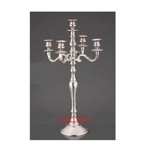 Portavelas de Metal Retro 5 brazos niquelado pulido a mano candelabros boda Prop vela hecha a mano cena Hotel decoración del hogar - Product Image 1