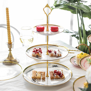 Plateau à fruits créatif en céramique, style européen, support à pâtisserie à trois étages, plateau à gâteau à double étage pour le thé de l'après-midi, salon <span class=keywords><strong>moderne</strong></span> - Product Image 1