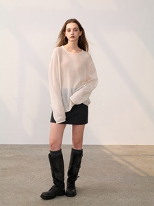 Suéter <span class=keywords><strong>Transparente</strong></span> 100% Cachemira Pura para <span class=keywords><strong>Mujer</strong></span>, Oversize, Tejido Fino, Cuello Redondo, Ligero y Holgado - Product Image 2