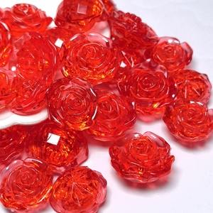 500g Acrylic Transparent Red 3D Rose Flower Flatback Cabochon No Hole Beads DIY Mobile <strong>Phone</strong> <strong>Case</strong> Flat Back Wedding <strong>Deco</strong> 22/25MM - Product Image 4