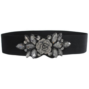 Women Floral Rhinestone <strong>Belt</strong> <strong>Sparkly</strong> Beaded Crystal Elastic Waist Wide Waistband <strong>Dress</strong> <strong>Belts</strong> <strong>for</strong> Ladies - Product Image 5